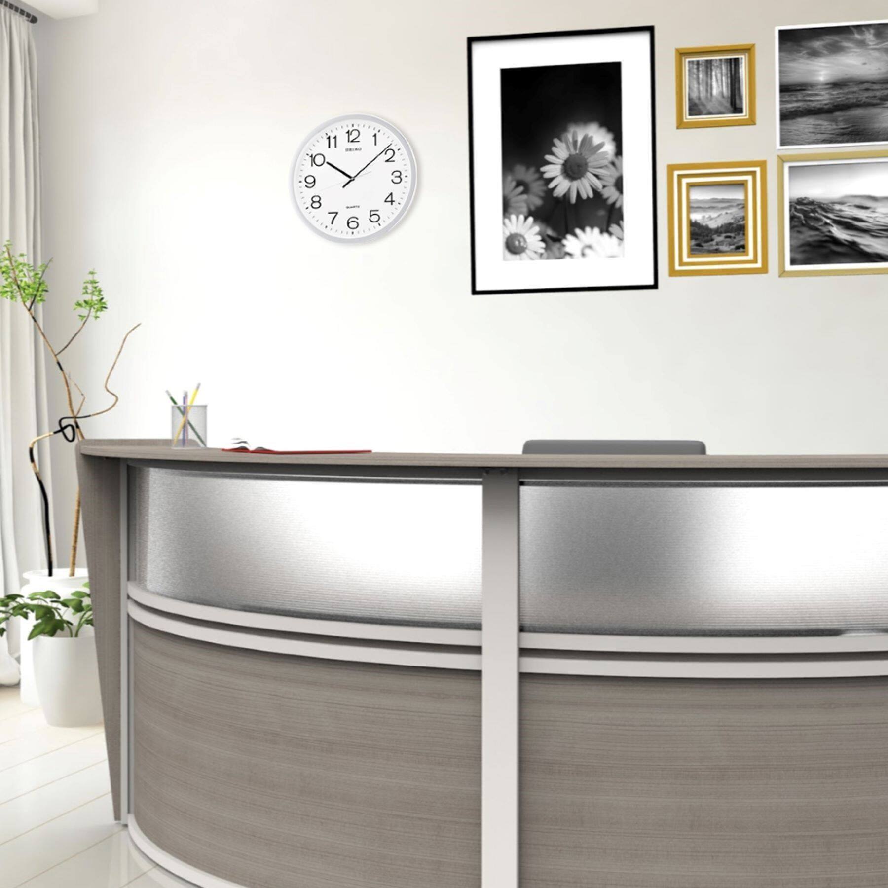 Back. Seiko - Seiko 16" Office Classic Numbered Step Wall Clock - Silver - Silver.