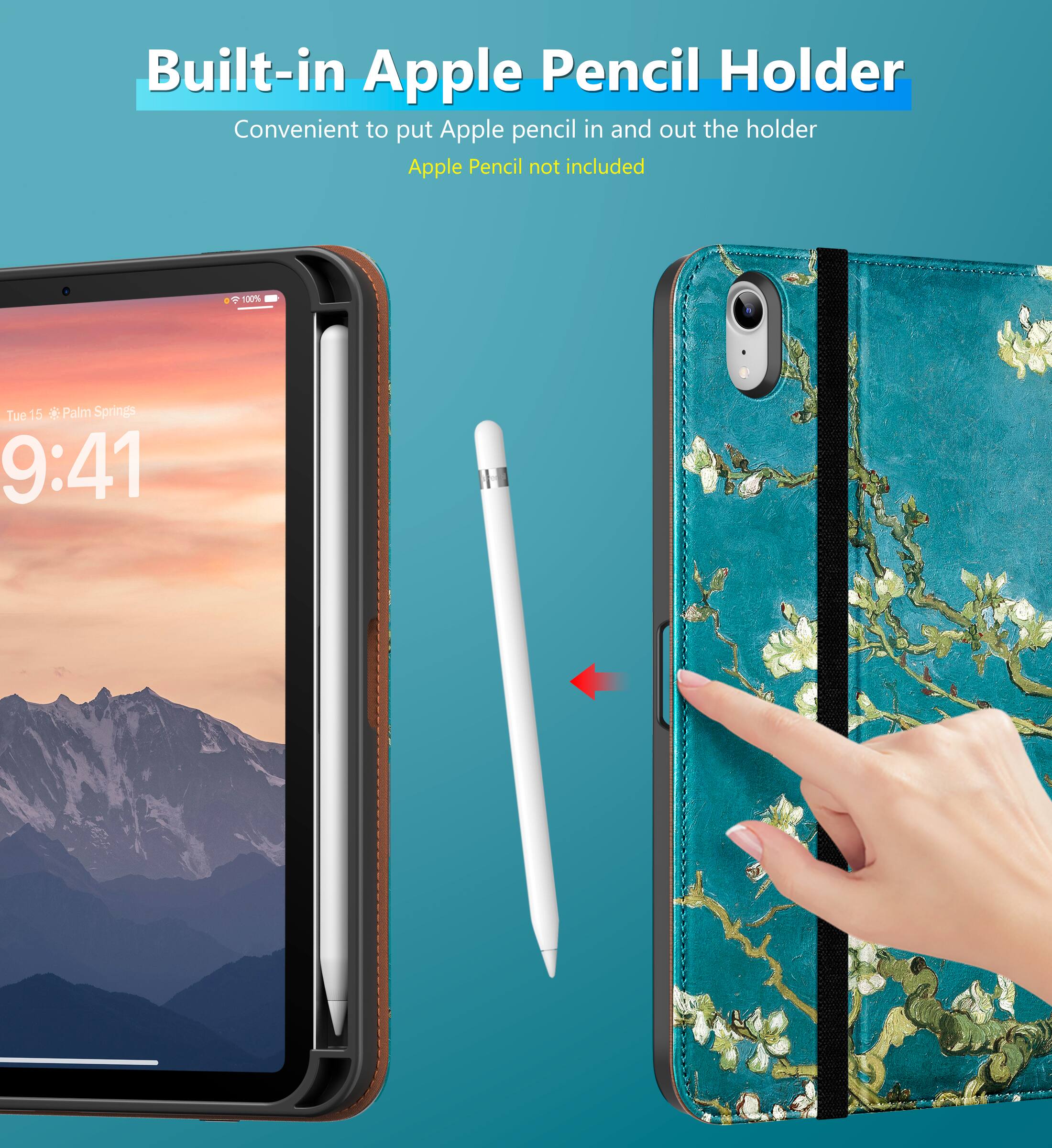 Built-in Apple Pencil Holder  
Convenient to put Apple pencil in and out the holder  
Apple Pencil not included