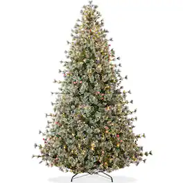Best Choice Products - 7.5ft Pre-Lit Cashmere Christmas Tree, Premium Semi-Flocked Pre-Decorated Artificial Holiday Decor - Green