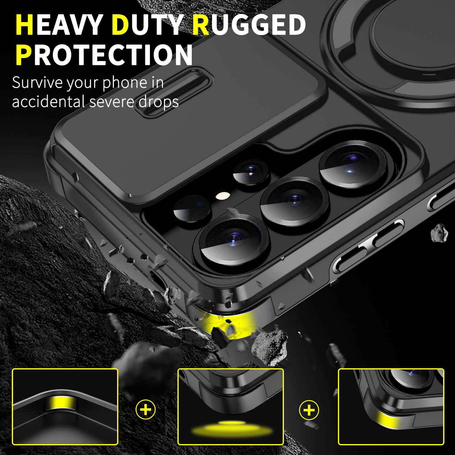 HEAVY DUTY RUGGED PROTECTION  
Survive your phone in accidental severe drops