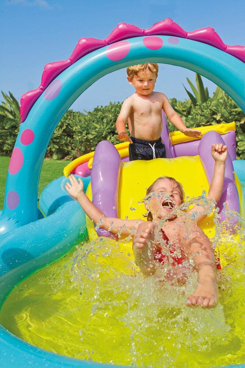 Alt View 6. Intex - Intex 11' x 7.5' x 44" Dinoland Play Center Kiddie Swimming Pool w/ air pump.