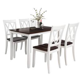 Boyel Living - 5-Piece Espresso and Wood Dining Set, Kitchen Table and 4 Chairs - White