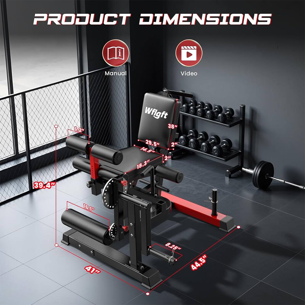 PRODUCT DIMENSIONS

Manual
Video

39.4"
6.2"
38" 29.5" 2" 14.5" 2" 18.3"
16.1"
41"
8.25" 44.5" 5"