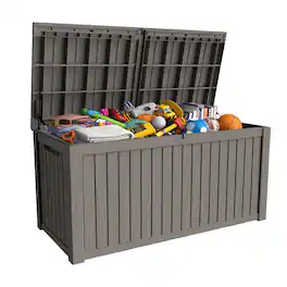 Yardgrace - 220 Gallon Outdoor Storage Box Waterproof Lockable Resin Deck Box , Patio Storage Bin for Accessories