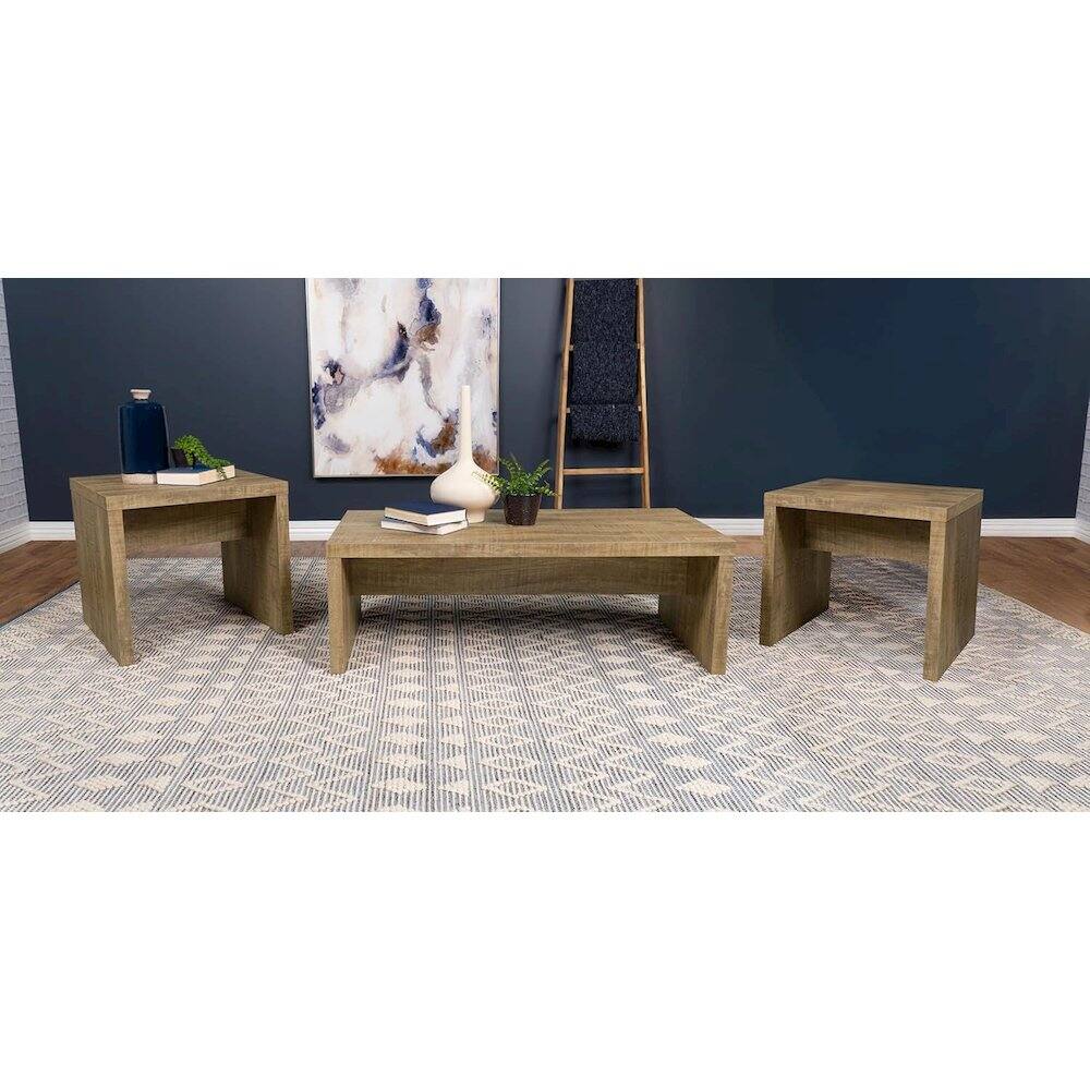 Back. Coaster Co. of America - Lynette 3-piece Rectangular Coffee and End Table Set Mango - Mango.