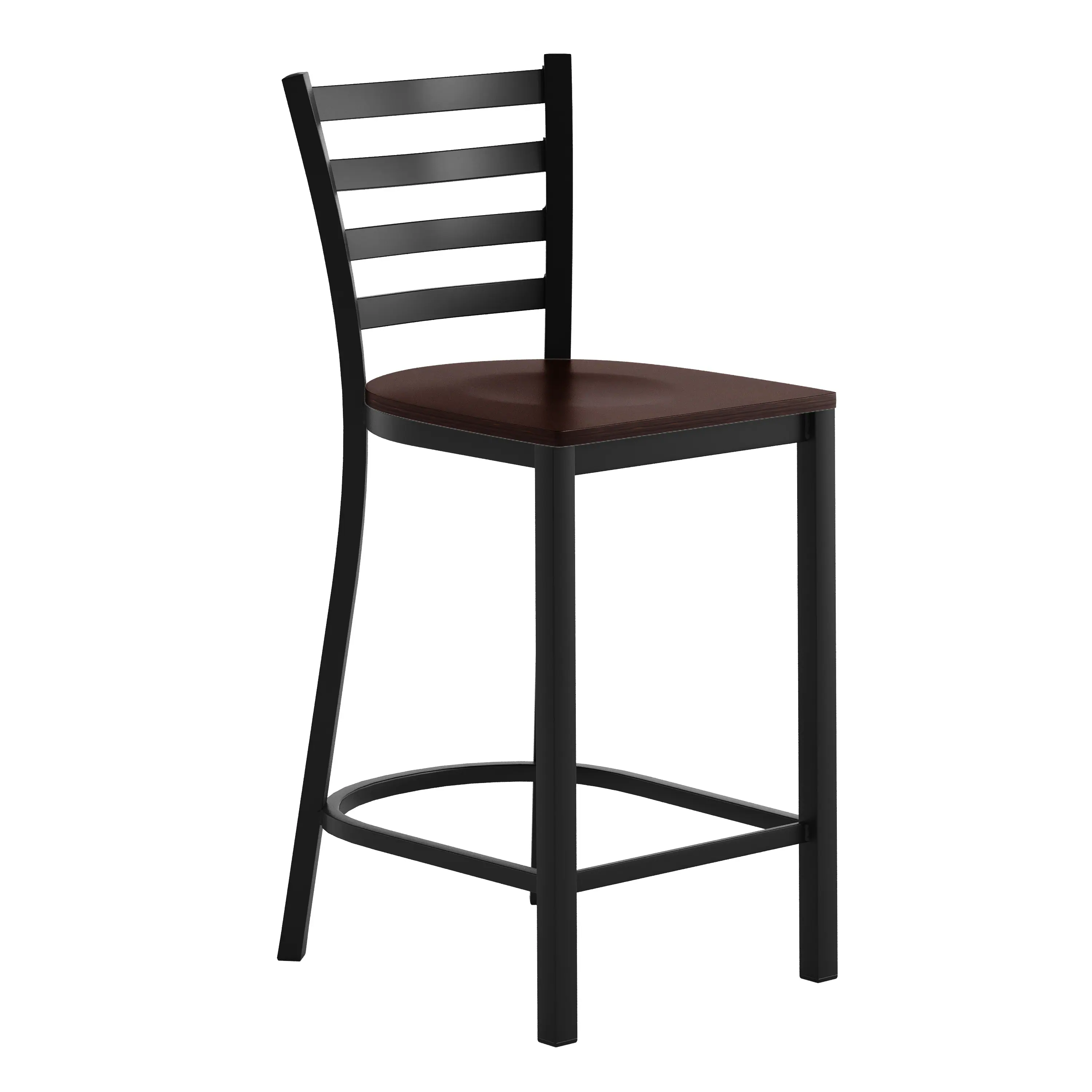 Walnut Wood Seat/Black Metal Frame