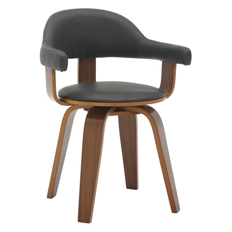 LeisureMod - Brivo Modern Leather Upholstered Side Dining Chair with Open Back and Swivel for Home Living Room or Office - Black