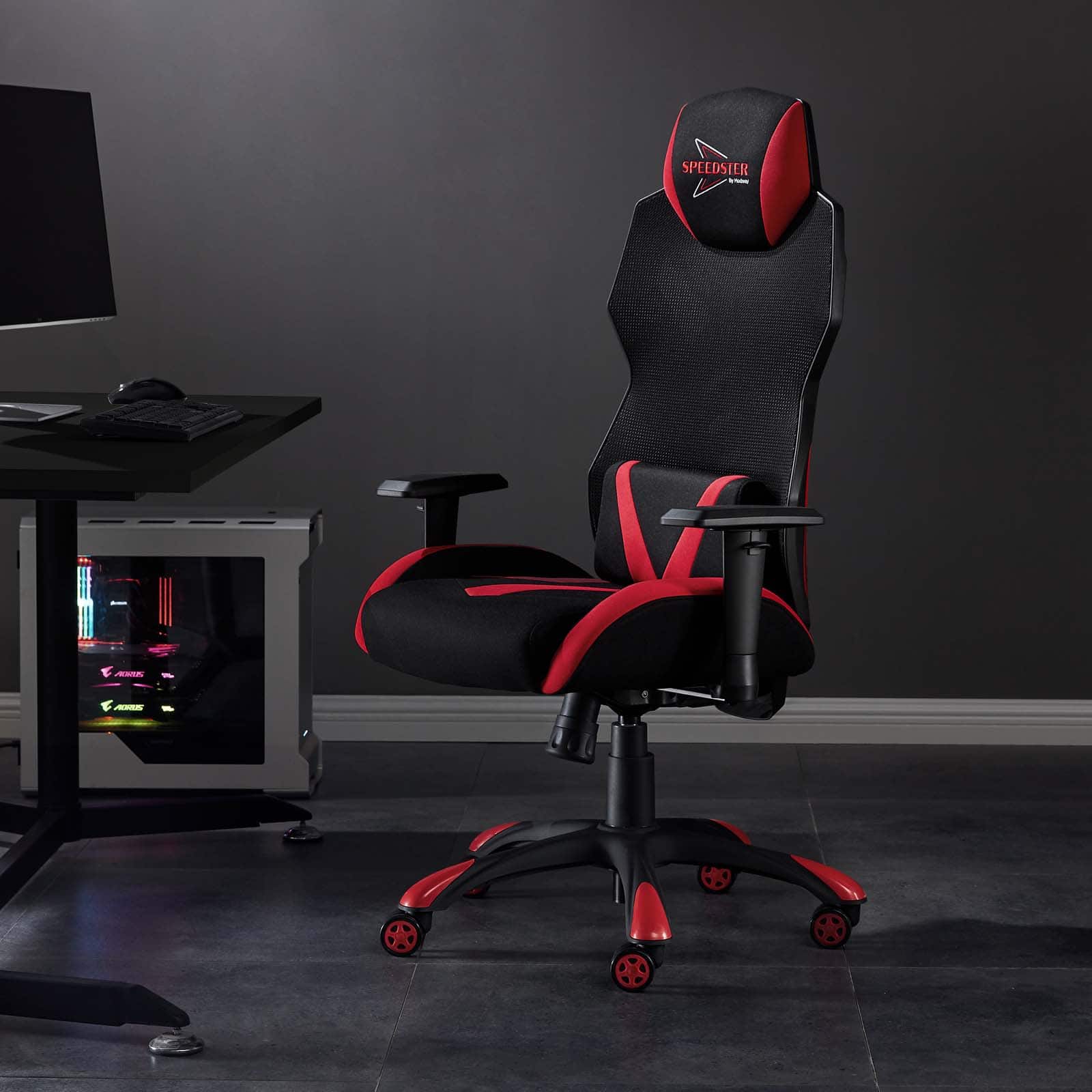 Speedster Mesh Gaming Computer Chair by Modway - Black Red