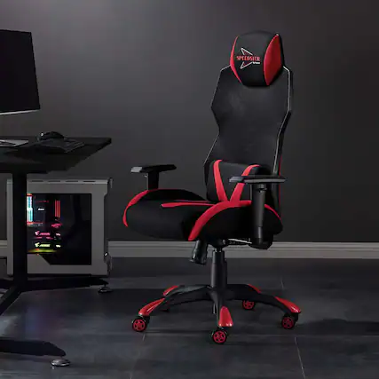 Front. Modway - Speedster Mesh Gaming Computer Chair by Modway - Black Red.