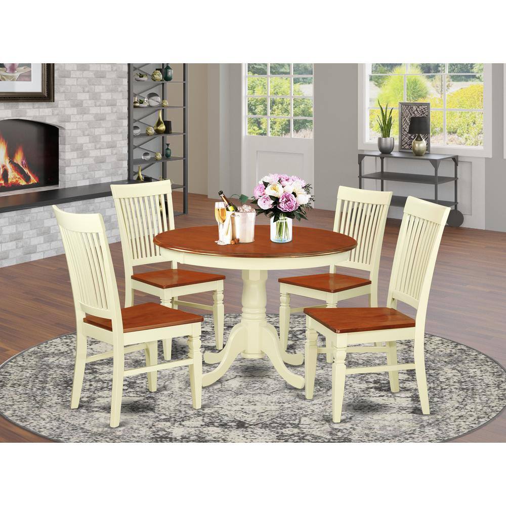 Back. East West Furniture - Dining Room Set Buttermilk & Cherry - Brown.