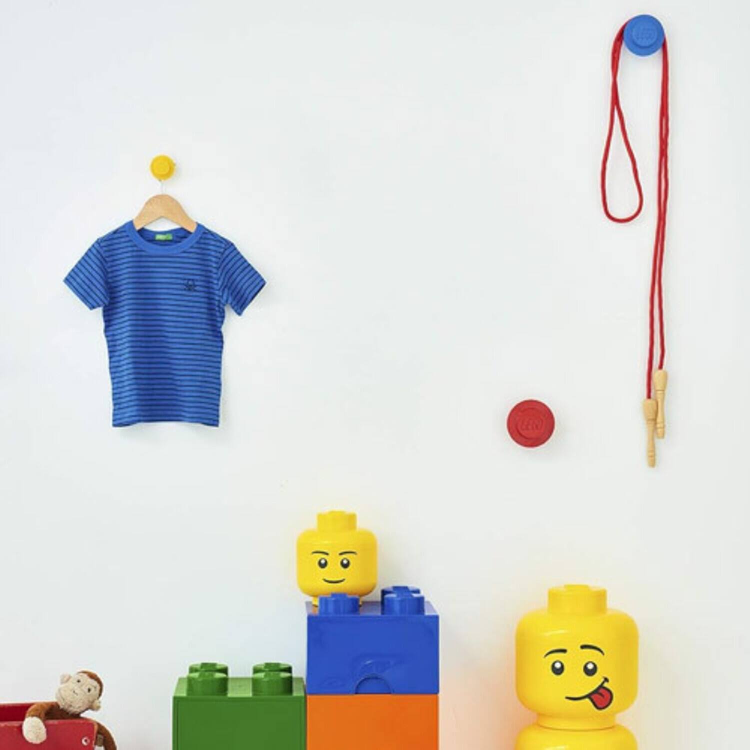Alt View 2. Room Copenhagen - LEGO Wall Hangers 3-Piece Multipack, Yellow, Blue & Red   - COLLECTIBLES - Multicolor.