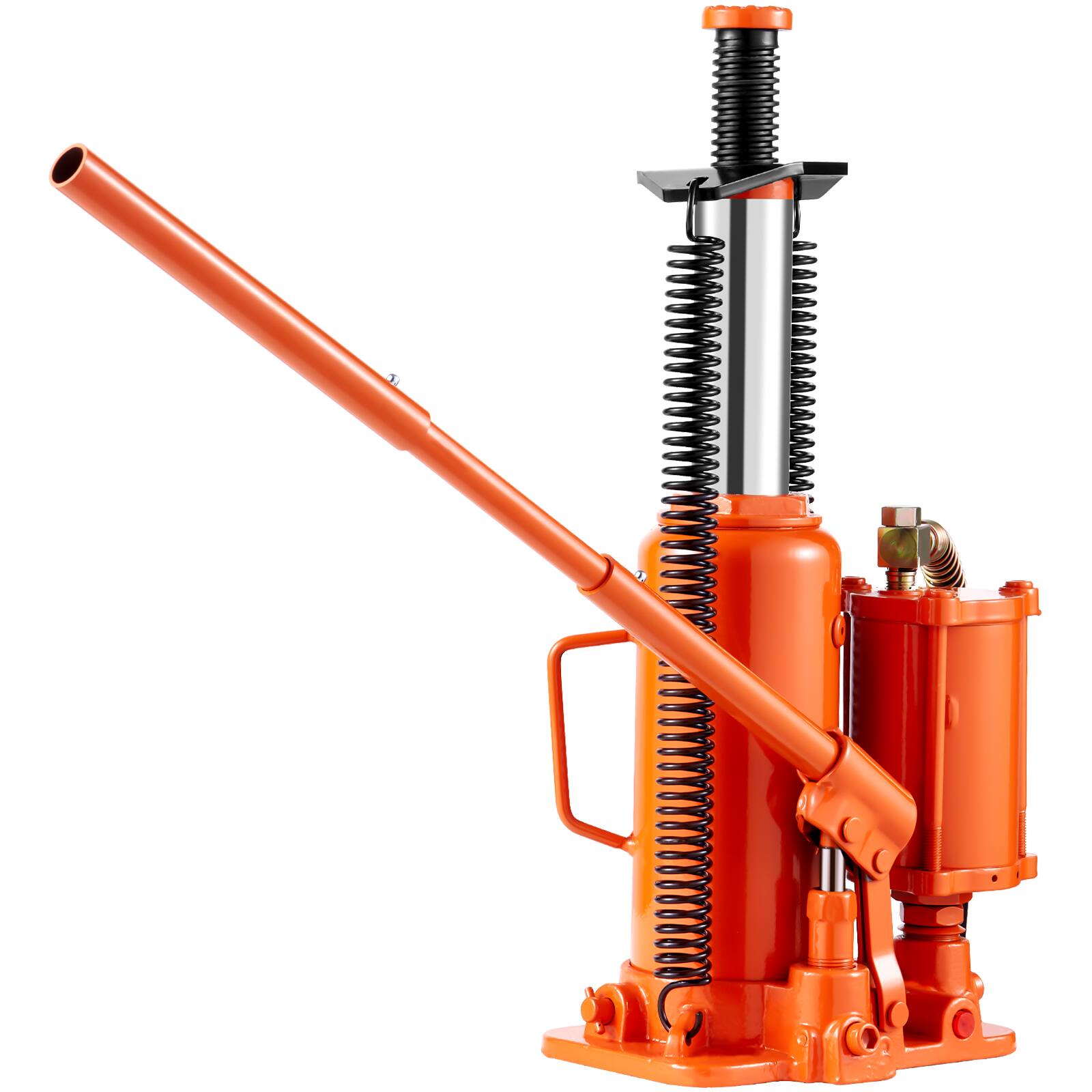 Alt View 5. VEVOR - Air Hydraulic Bottle Jack, 12 Ton/26455 lbs Pneumatic Hydraulic Bottle Jack with 10.43''-19.88'' Lifting Range - Orange.