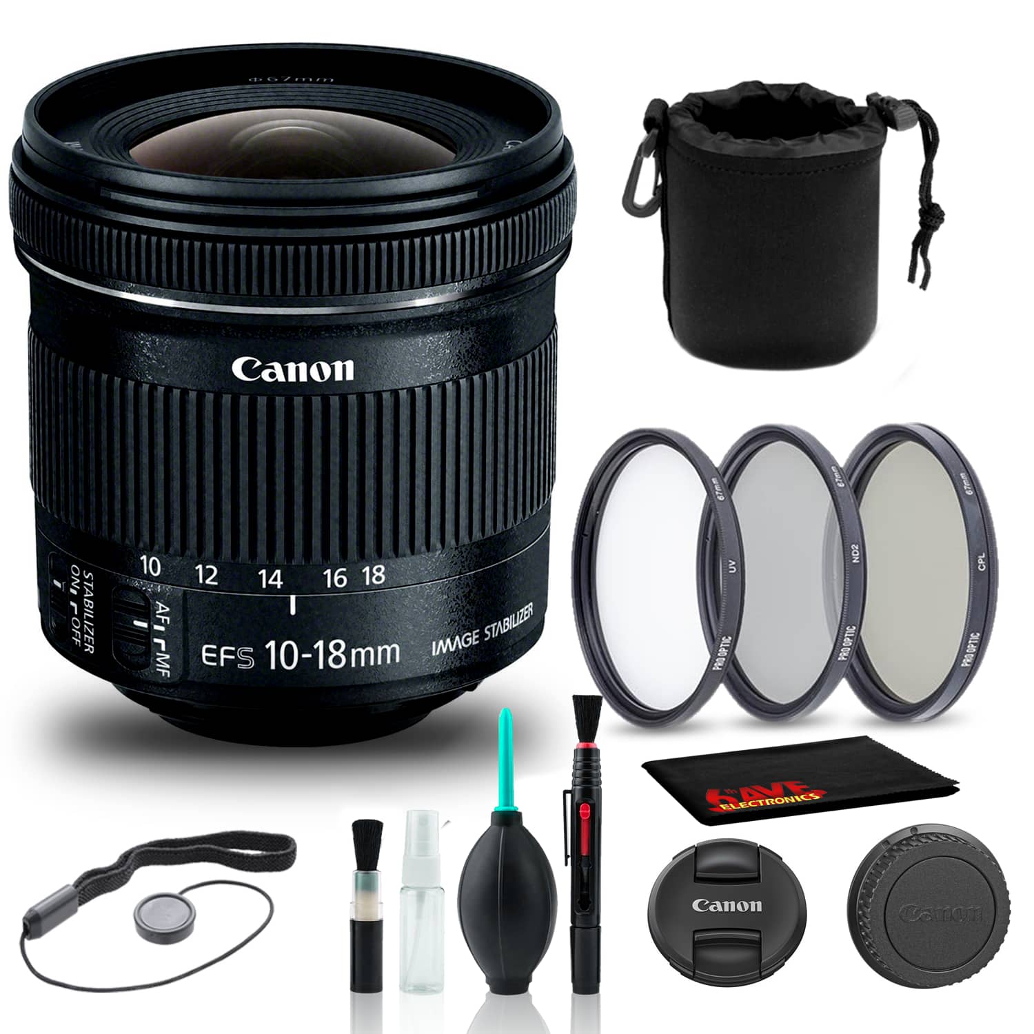 Canon - EF-S 10-18mm f/4.5-5.6 IS STM Lens (9519B002) + Filter Kit + More (International Version)
