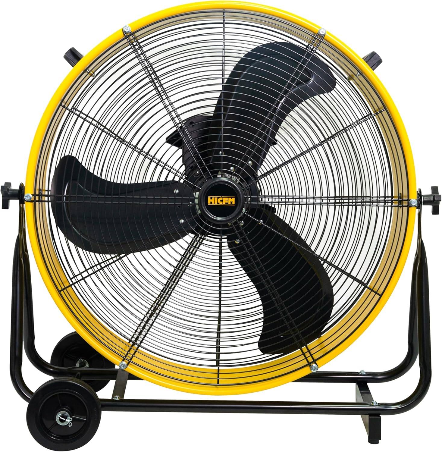 Front. Akoasm - 24" BLDC Drum Fan, 8800 CFM High Velocity, Variable Speed DC Motor, Ultra-Quiet 45dB, OSHA Grille, 180° Tilt.