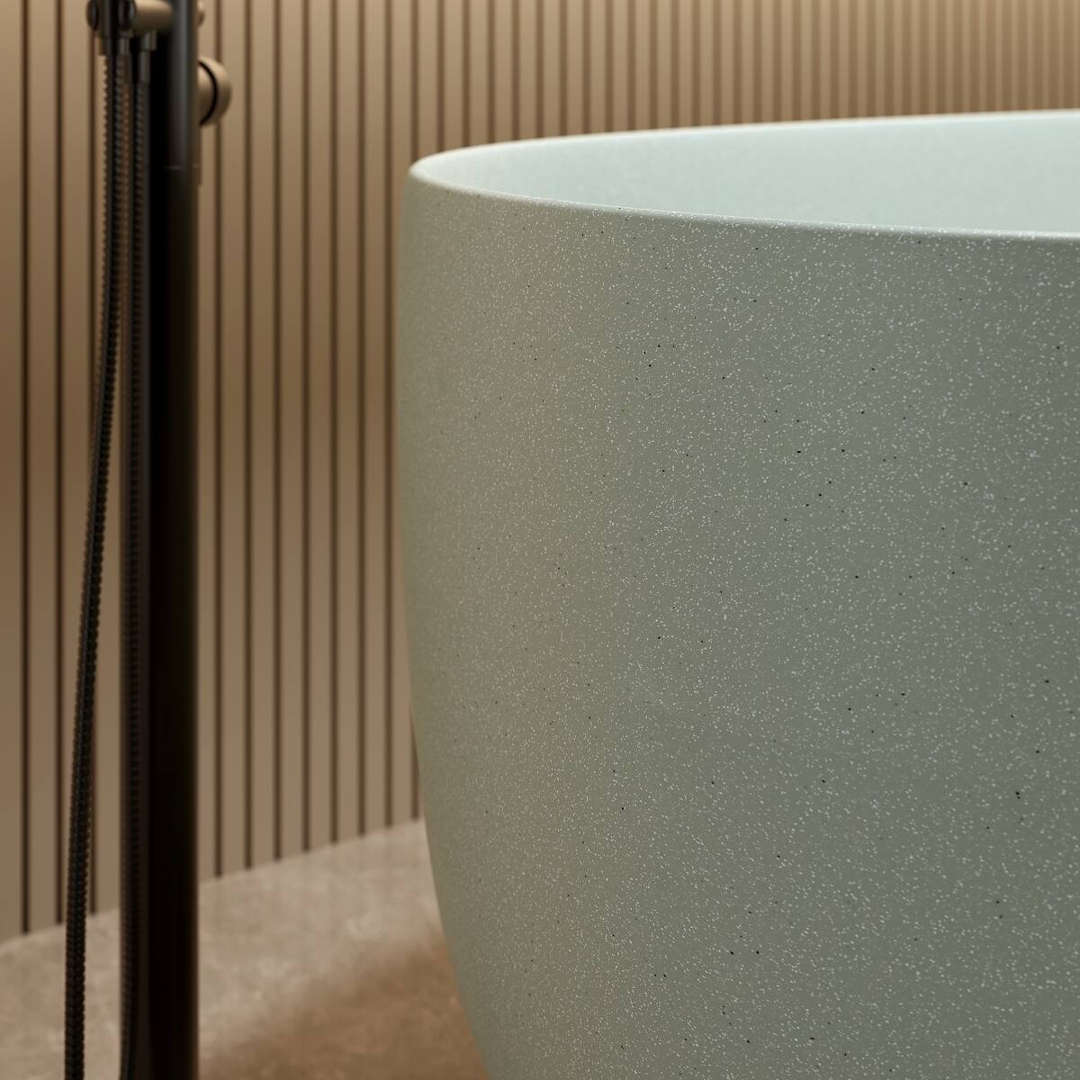 Alt View 2. Loheer - Loheer 51 in Freestanding Solid Surface Soaking Bathtub with Overflow and Pop Up Drain Turquoise Green - Turquoise Green.