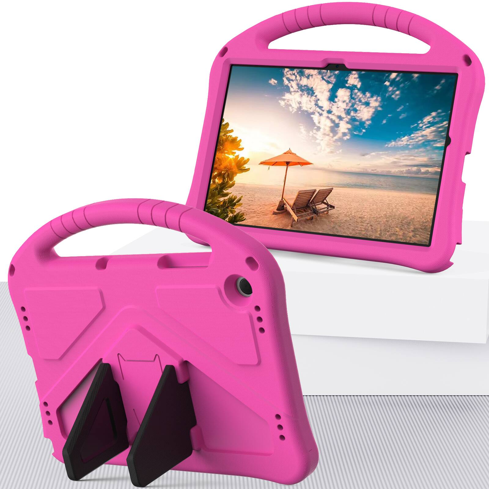 Alt View 2. Dteck - For Samsung Galaxy Tab A11+ /Samsung Galaxy Tab A9+ 11'' Lightweight EVA Shockproof Handle Stand Kids Case Cover - Rose.
