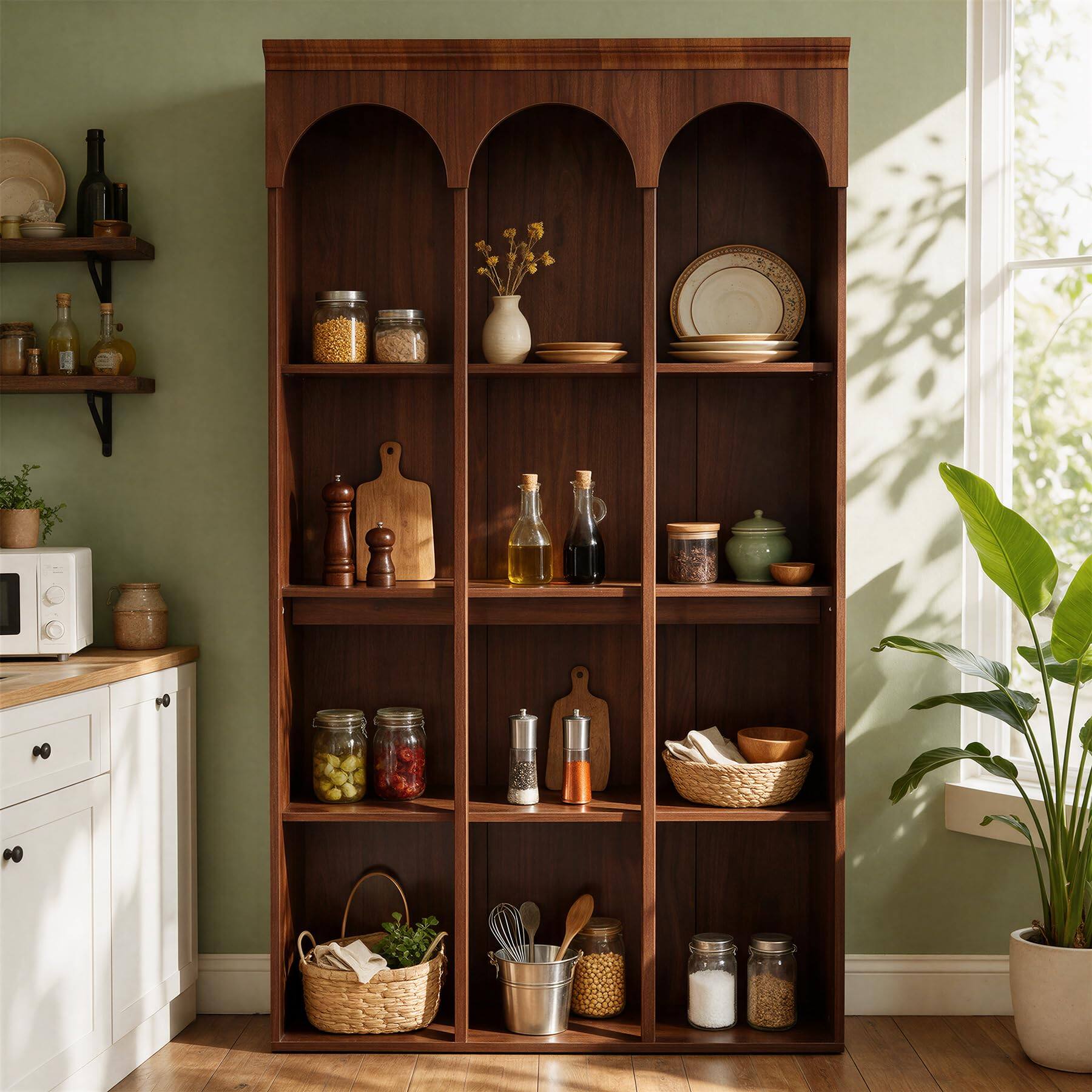 Tribesigns Arched Bookcase, 71 Inch 4 Tier Bookshelf for Office and ...