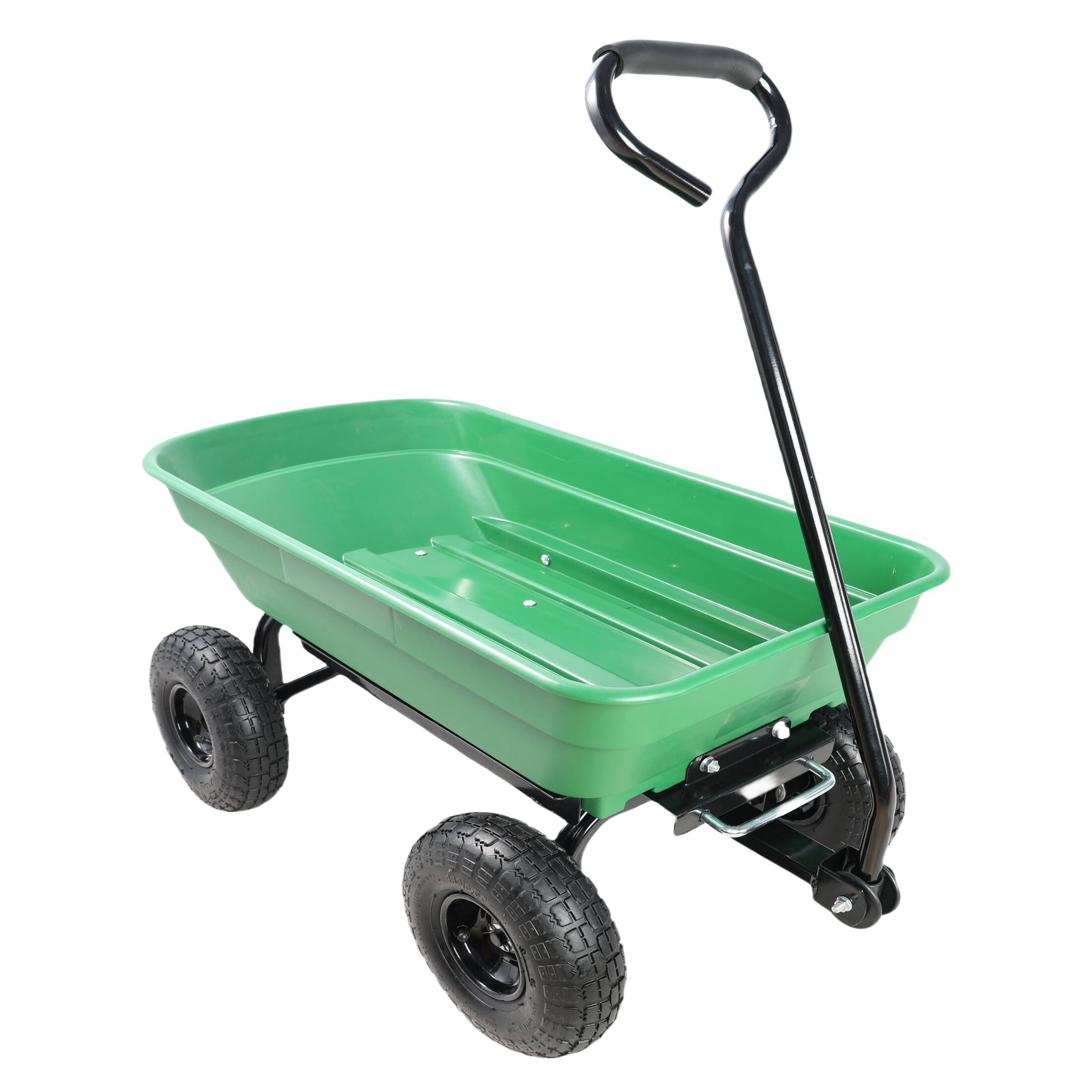 Front. COWLOWN - Foldable 300 lb Poly Garden Dump Cart Steel Frame 10in Tire 55L Green - Green.