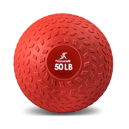 Front. ProsourceFit - ProsourceFit Tread Slam Ball, 50 lbs - Red.