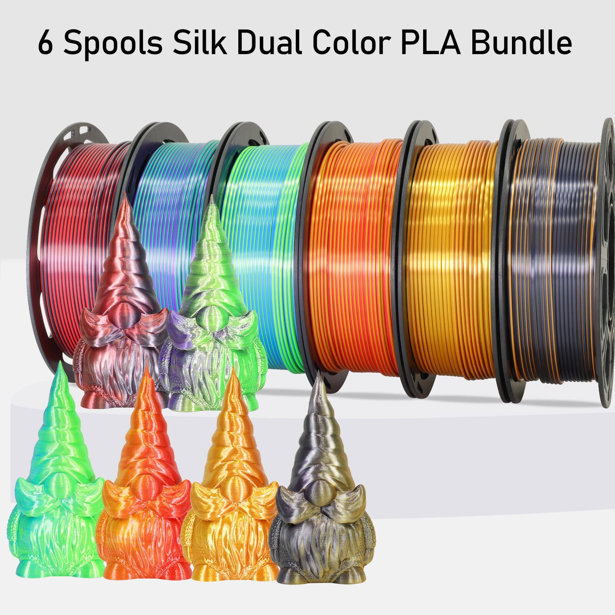 6 Spools Silk Dual Color PLA Bundle