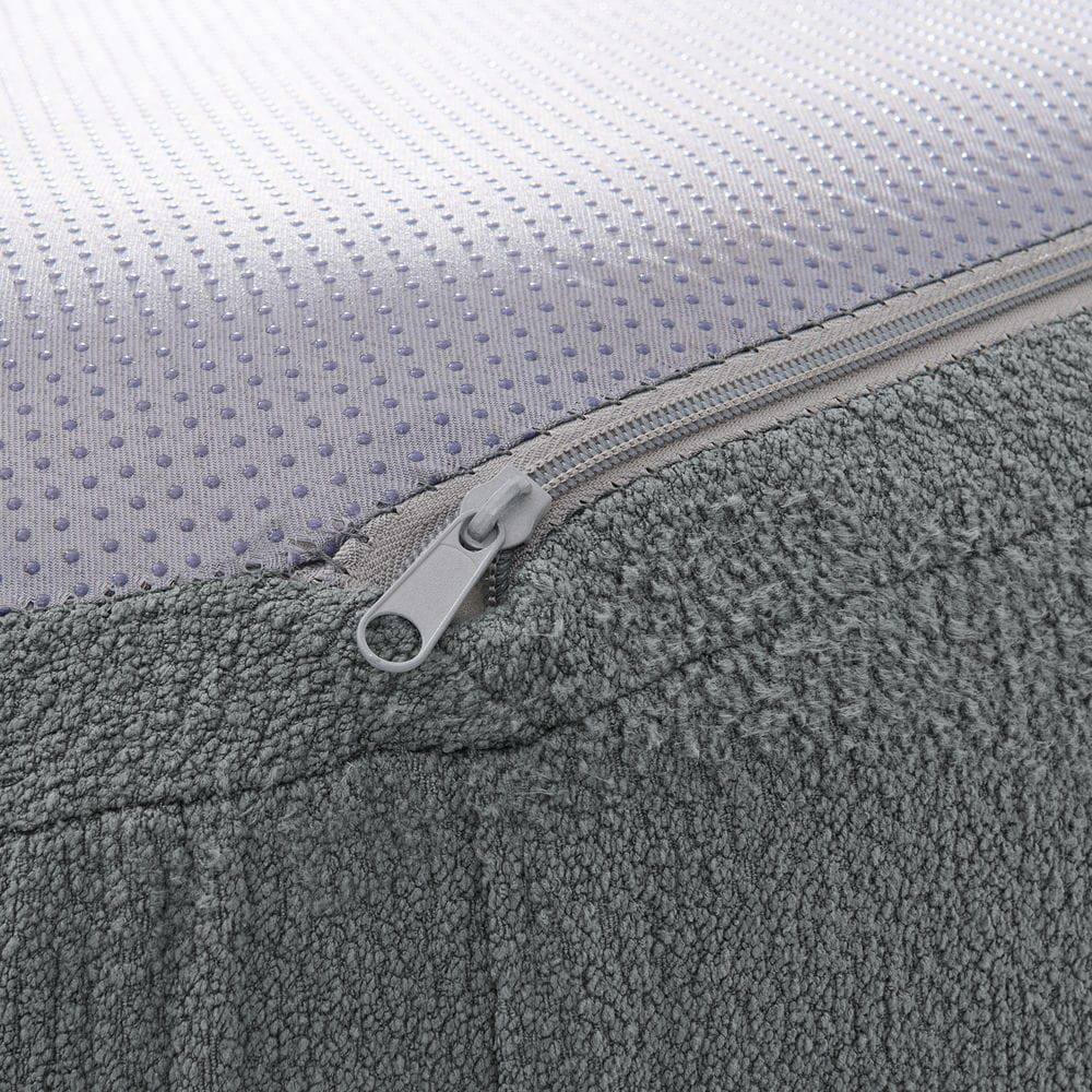 Left. Kadyn - Curved Modular Sectional Sofa, Lamb's Wool Fabric in Minimalist Design, No Assembly Required, Gray - Gray.