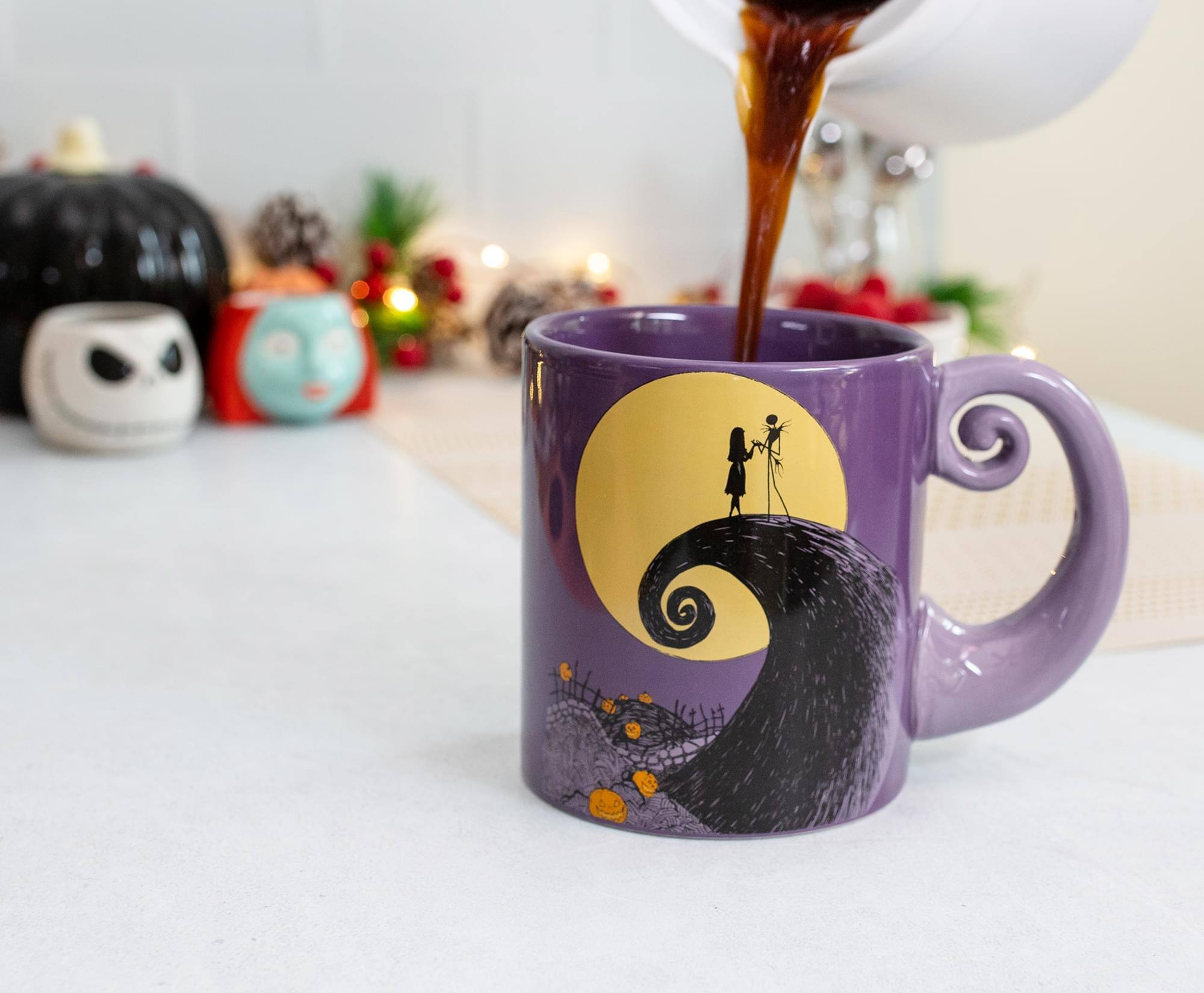 Alt View 2. Disney - Disney The Nightmare Before Christmas Jack & Sally Spiral Handle Ceramic Mug - Purple.