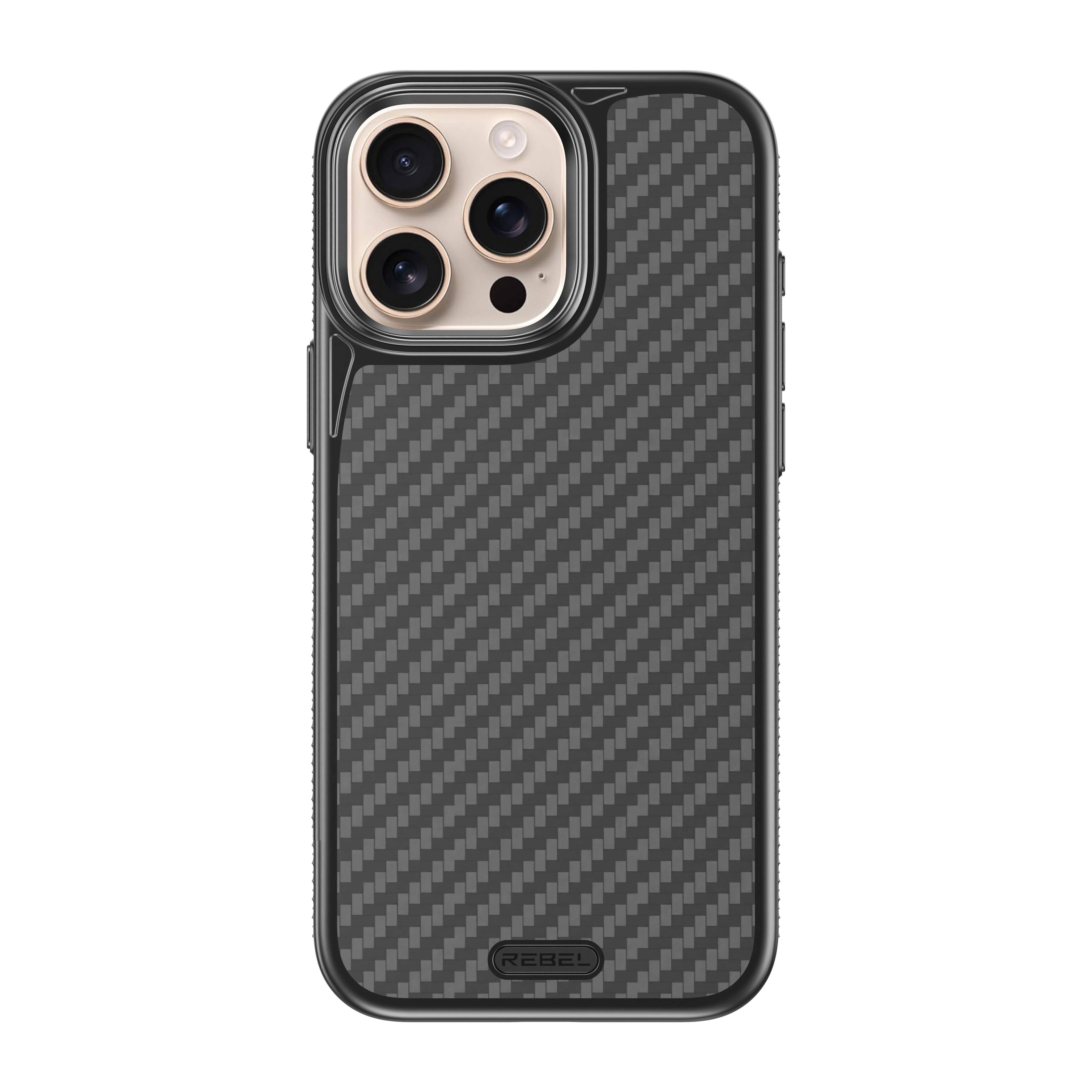Front. Rebel - Rebel - Rebel Series GEN6 Case For Apple iPhone 16 Pro Max - Black/Aramid Fiber - Black.