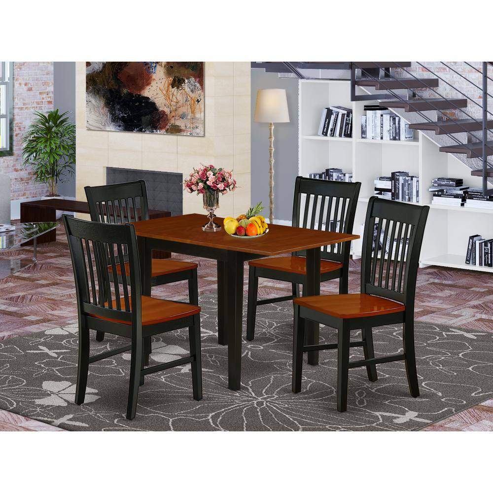 Angle. East West Furniture - Dining Room Set Black & Cherry - Brown.