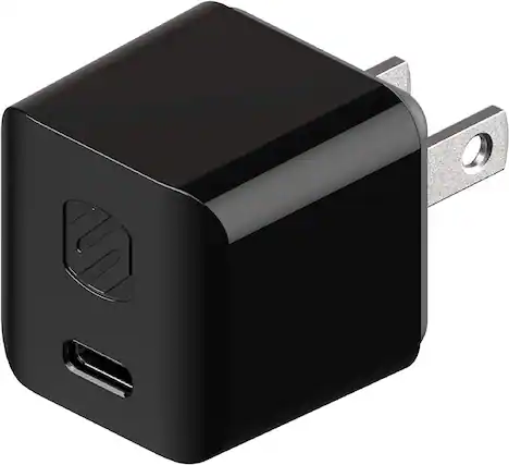 Front. Scosche - Scosche HPDC20-SP Fast Charger PowerVolt 20W Mini Cube USB-C, Wall Adapter for Phone, 4X Faster Power Charge, Portable O - Black.