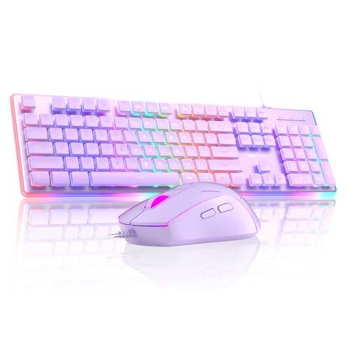 Cedar Assembly - Creamy Gaming And Mouse Rgb 6 Speed Combo Pudding Keycaps Silent Computer For - Purple