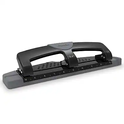 Front. Swingline - SmartTouch Low Force Desktop 3-Hole Punch, 12 Sheet Capacity, Black/Gray - Black/Gray.