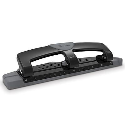 Front. Swingline - SmartTouch Low Force Desktop 3-Hole Punch, 12 Sheet Capacity, Black/Gray - Black/Gray.