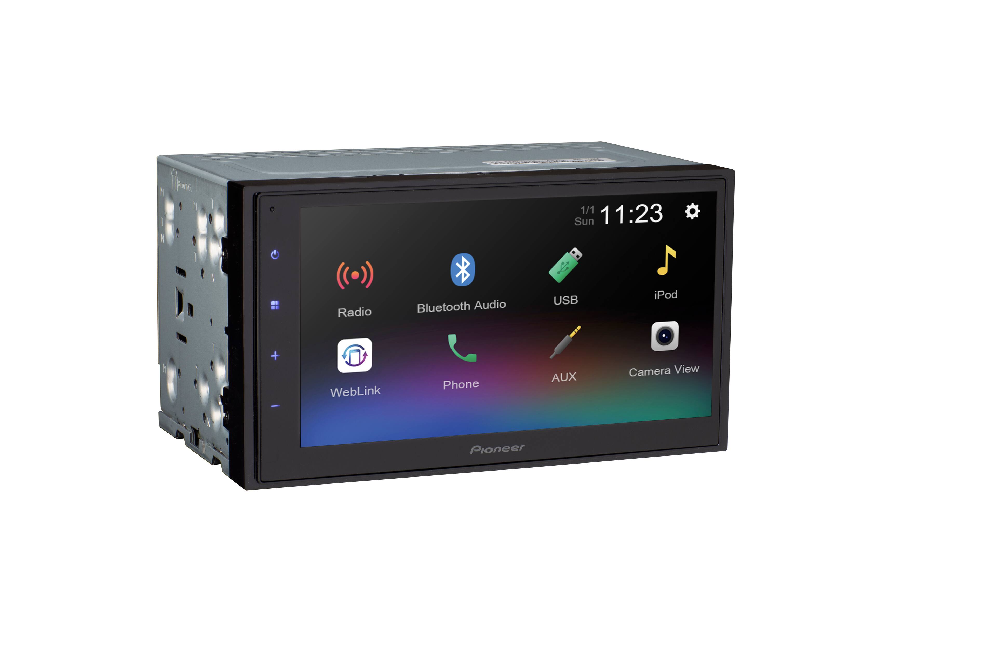 1/1 11:23 Sun  
Radio Bluetooth Audio USB iPod + WebLink Phone AUX Camera View  
Pioneer