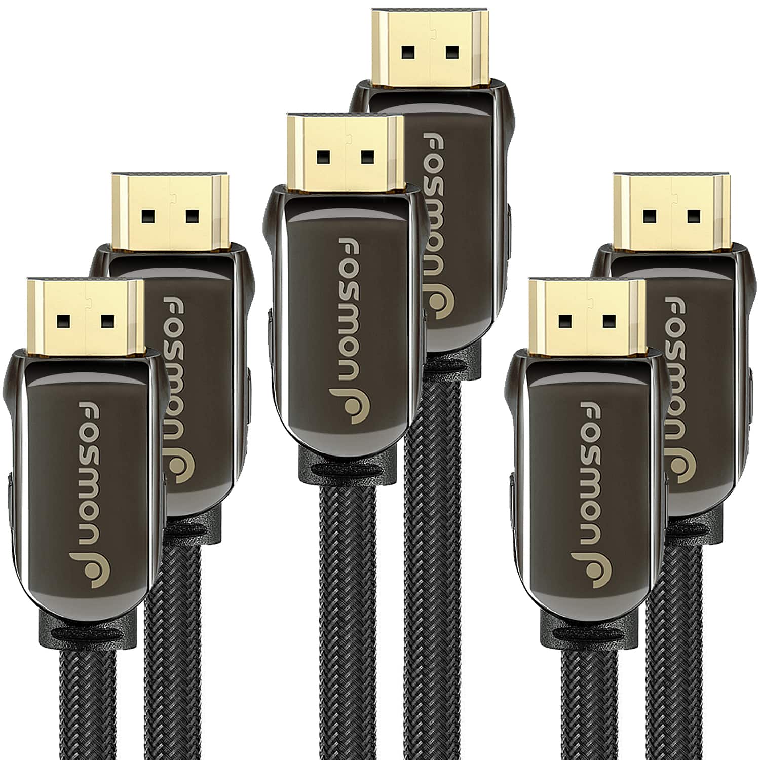 Fosmon - 3 Pack HDMI Cable 15FT HDMI Cord, Premium High Speed HDMI Cable with Ethernet 4K@60Hz 30AWG In-Wall CL3 Rated for TV PS5 - Black