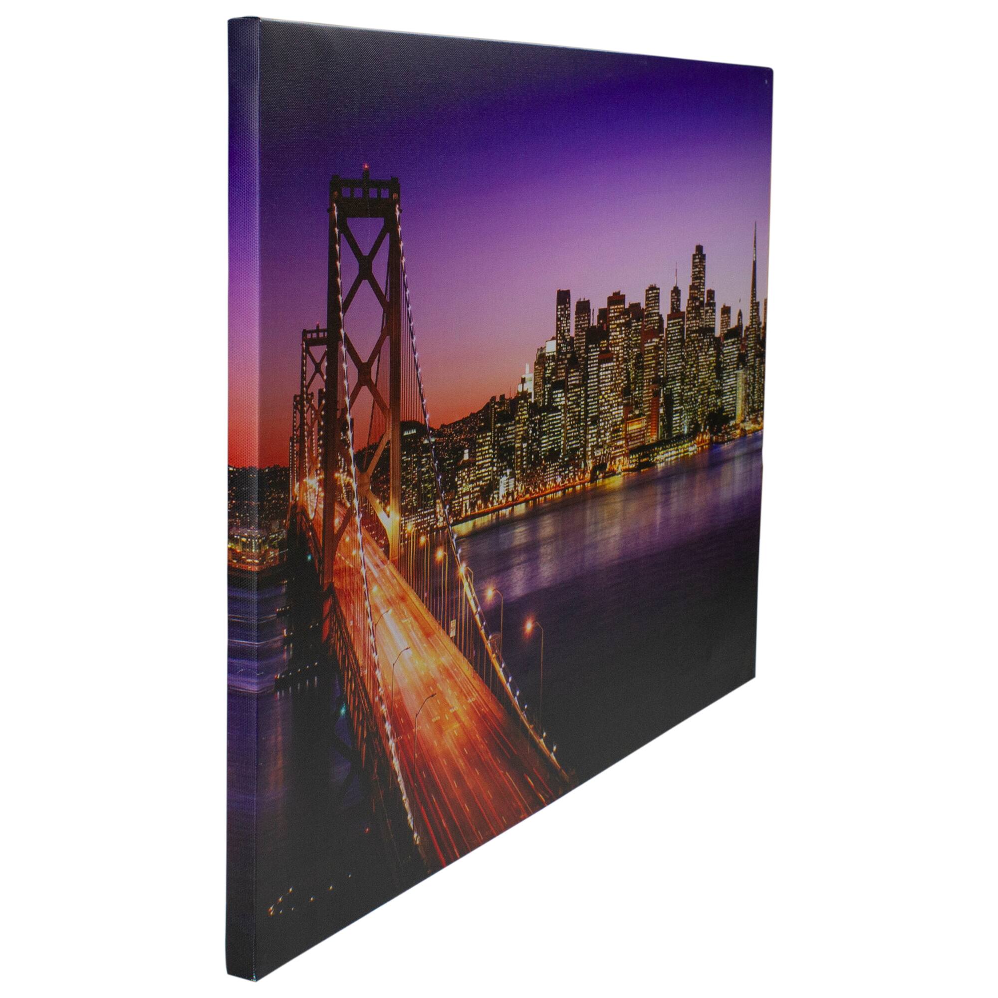 Alt View 3. Northlight - LED Lighted Famous San Francisco Oakland Bay Bridge Canvas Wall Art 23.5" - Purple.