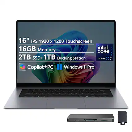 16" IPS 1920 x 1200 Touchscreen
16GB Memory
2TB SSD + 1TB Docking Station
Intel Core Ultra 7
Copilot+PC
Windows 11 Pro
SAMSUNG