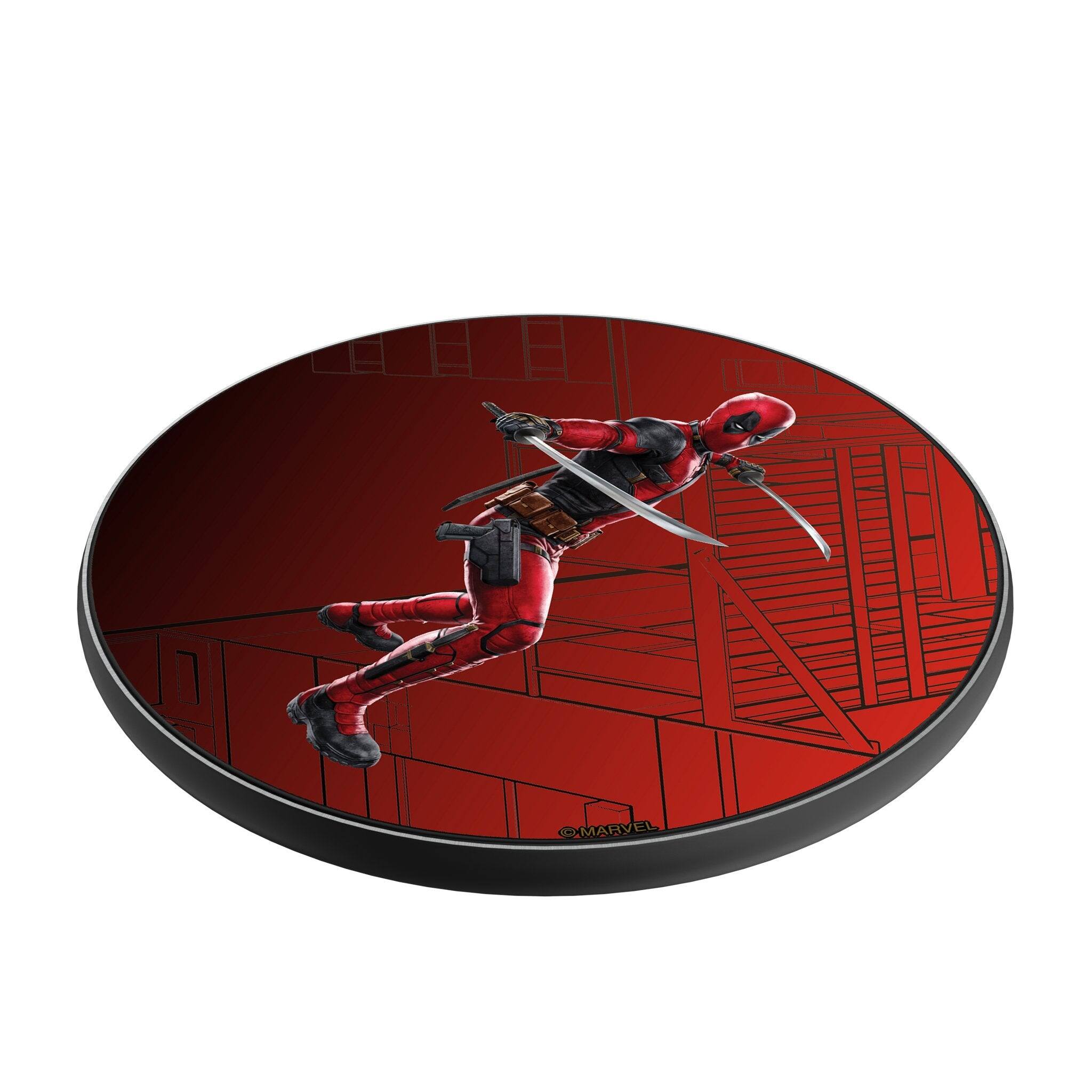 Angle. Keyscaper - Marvel MechLine 15-Watt Wireless Charger - Deadpool.