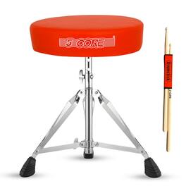 5 CORE - Drum Throne 3" Thick Padded Comfortable Guitar Stool Drummer Chair Adjustable Musician Seat - Orange