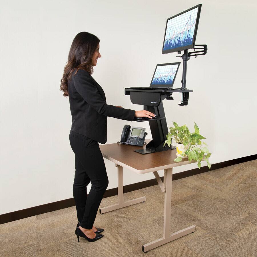 Alt View 1. Tripp Lite - Eaton Tripp Lite Series WorkWise Height-Adjustable Sit-Stand Workstation, Single-Monitor, Clamp-on - 33.70" Height x - Black.