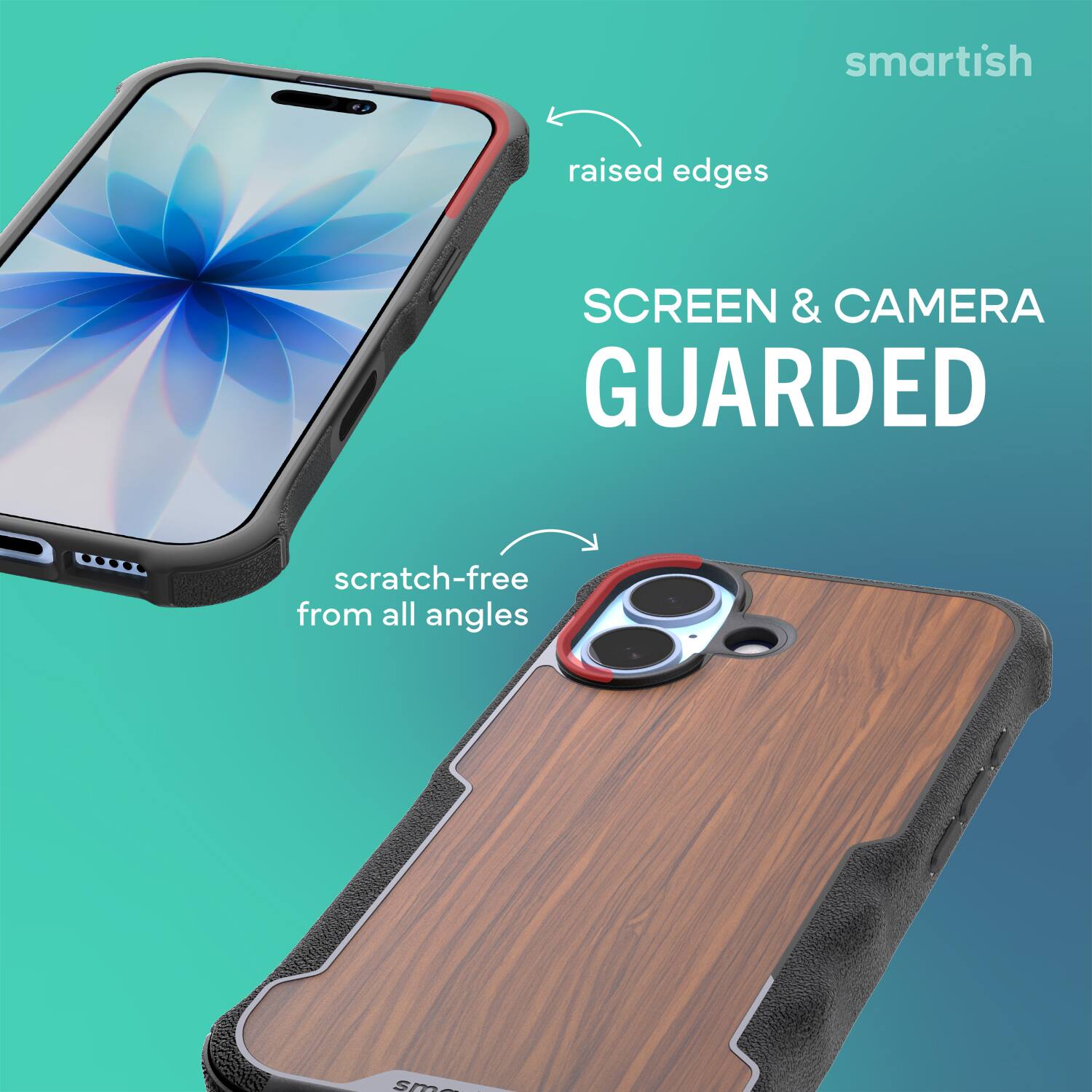 smartish raised edges SCREEN & CAMERA GUARDED scratch-free from all angles