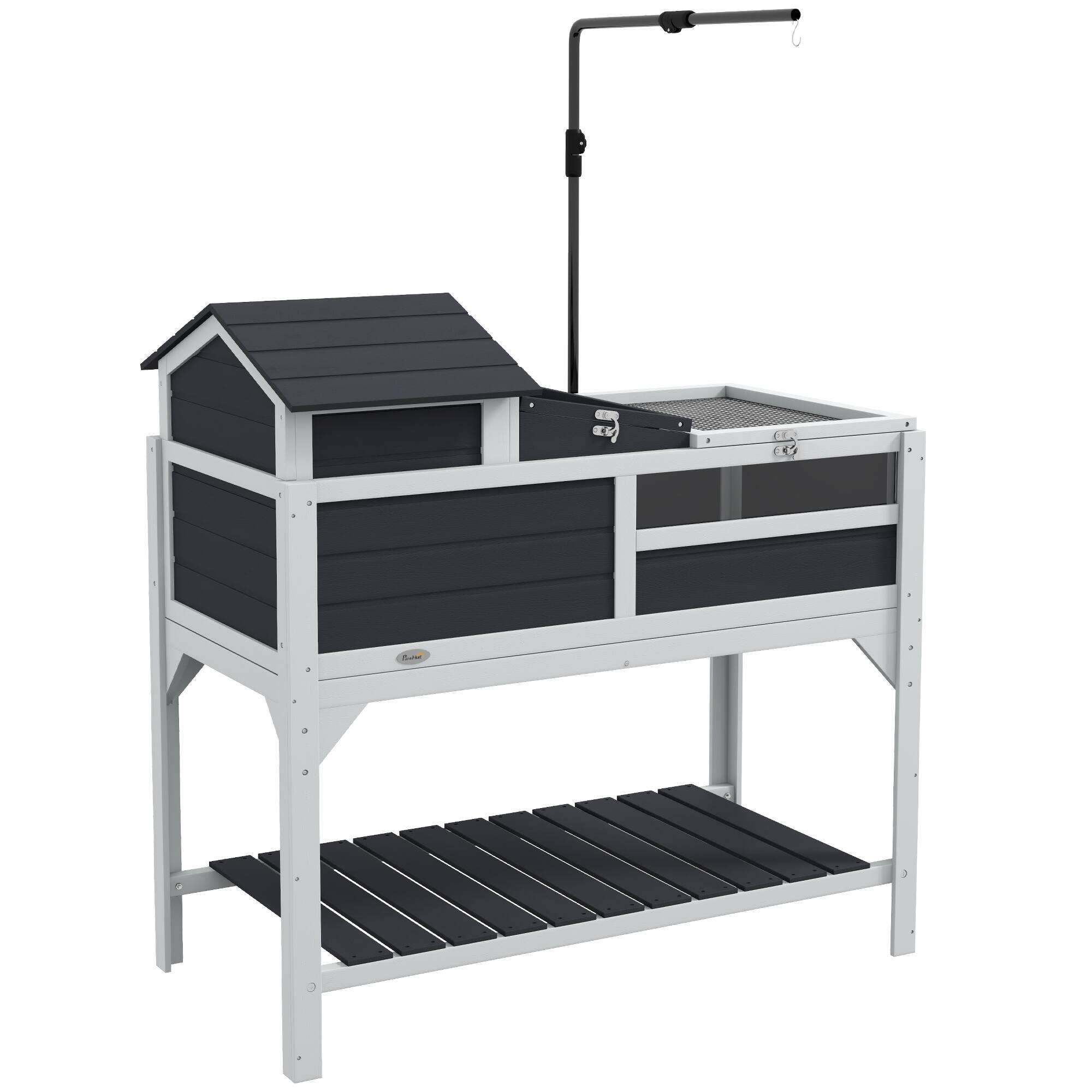 Front. Pawhut - Tortoise Habitat with Adjustable Lamp Holder, 2 Layer Enclosure, Storage Shelf, Removable House, Fixed Tray.