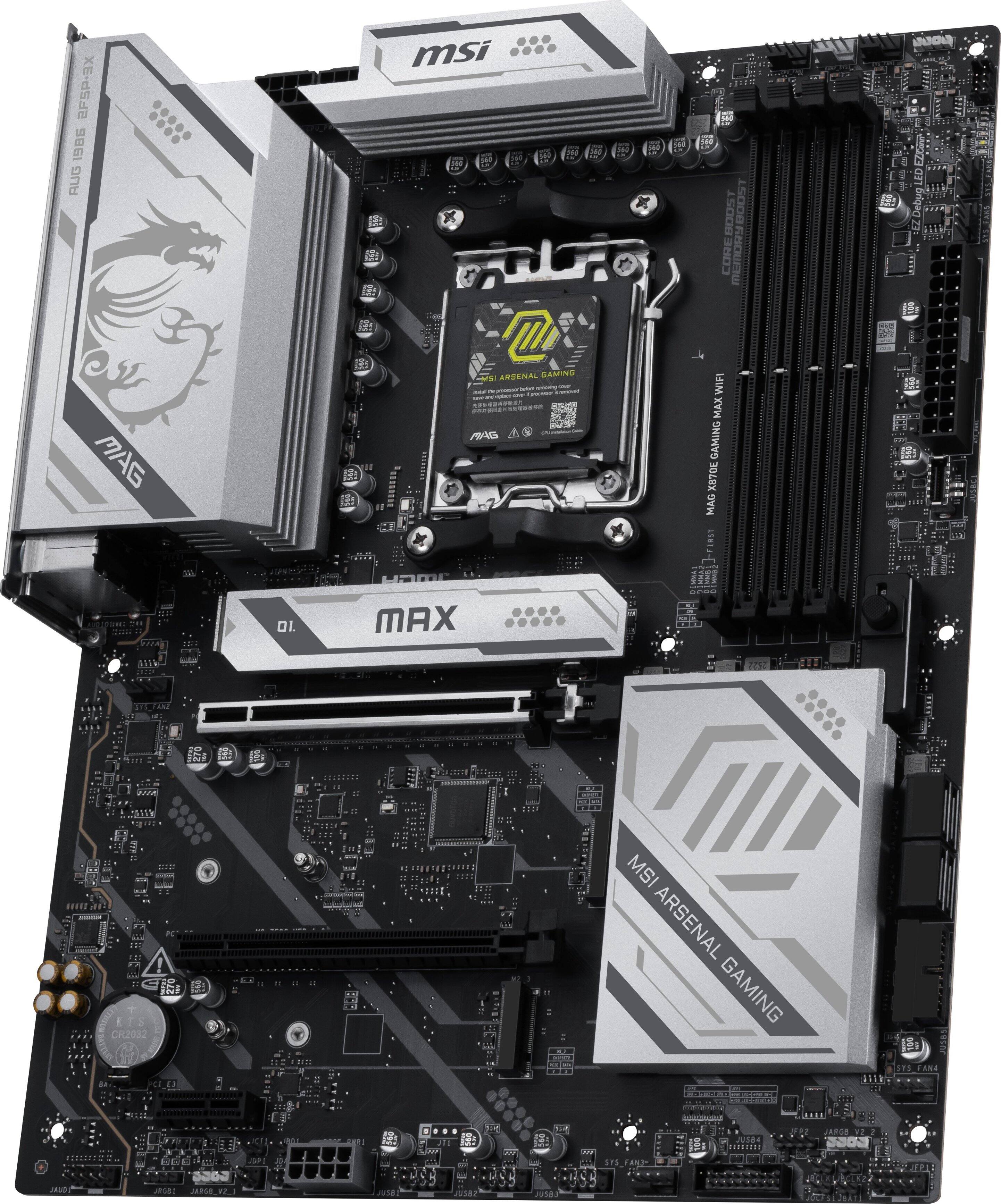 2FSP3X 986 RUG MAG MSI e 0 ARSENAL GAMING  
- - - - - - - : - ..  
af 2215 BOOST HOOST CORE MEMORY WIFI MAX GAMING X870 MAG  
FIDGt LED EZDebygLEDE  
L OL ..... MAX i 111k  
NEWS INE 1 CH2032 "1" MSI ARSENAL GAMING SUER FAN  
da P1 JRUS JRUD1 JiR