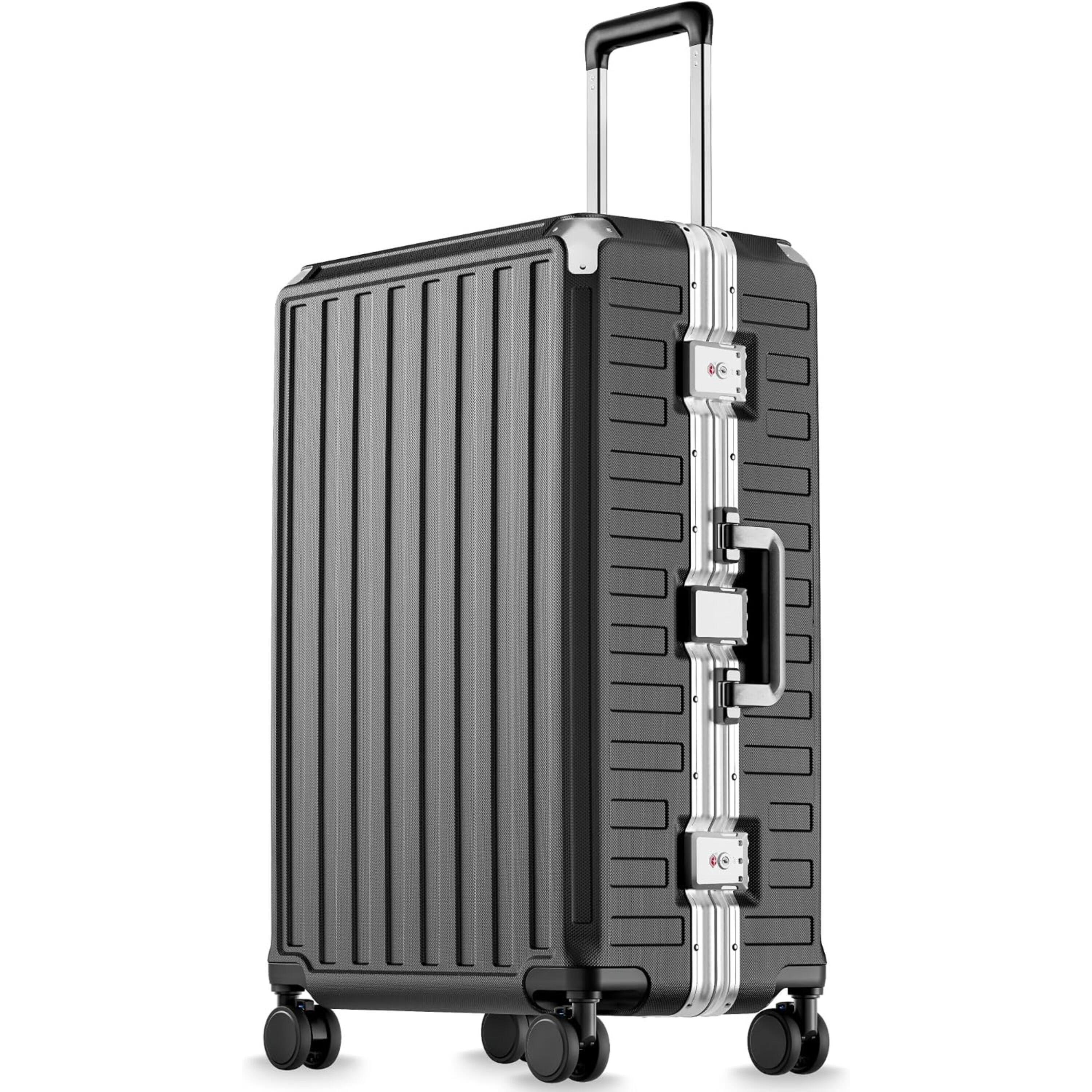 Front. LUGGEX - LUGGEX 26 Inch Checked Luggage 86L, 100% Polycarbonate Hardshell with Aluminum Frame, TSA Lock 8010S - ZX-Core - Charcoal Metallic.