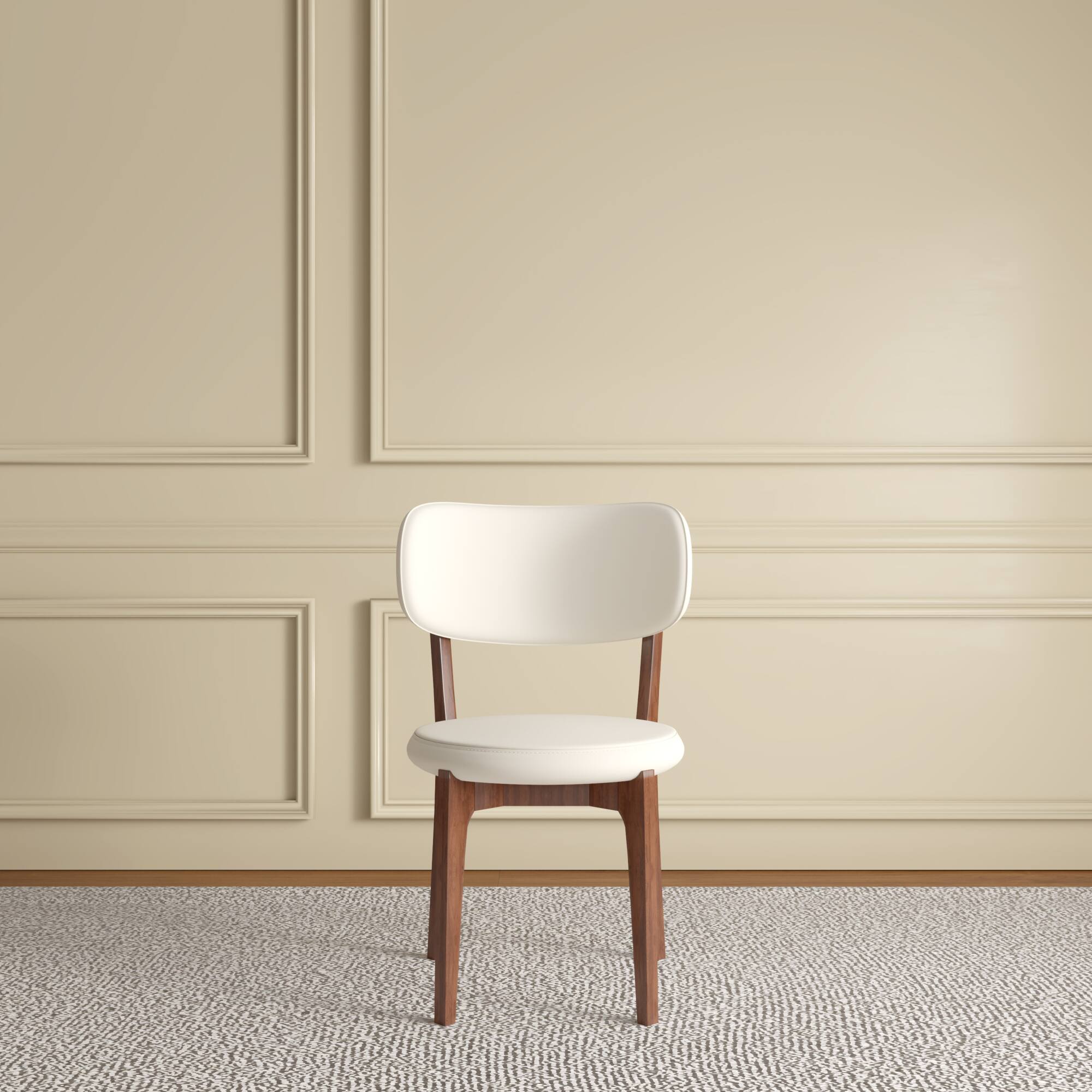 Alt View 1. GOODSILO - Modern Upholstered Dining Chair with Wooden Legs for Kitchen and Dining Room Comfortable Seating, Set of 2 - Orange.