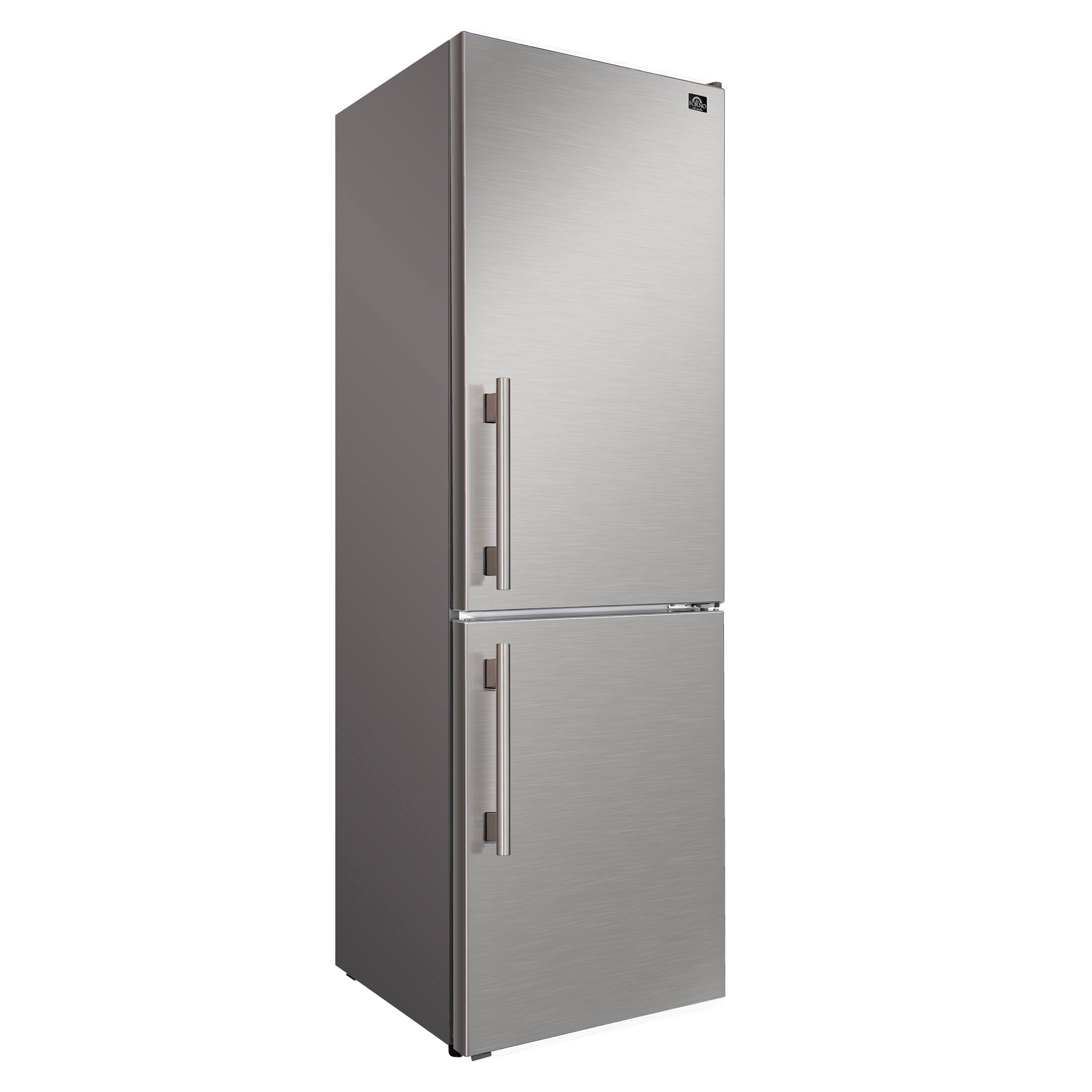 Angle. Forno Appliances - Custodia 10.3 Cu. Ft. 24" Counter-Depth Bottom Freezer Refrigerator with Right-Hinge Door and Total No Frost - SS - Stainless Steel.