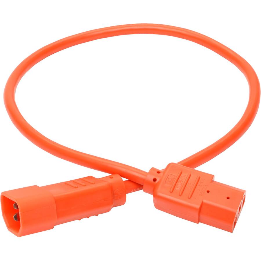 Alt View 1. Tripp Lite - Eaton Tripp Lite Series PDU Power Cord, C13 to C14 - 10A, 250V, 18 AWG, 2 ft. (0.61 m), Orange - For Computer, Scanner - Orange.