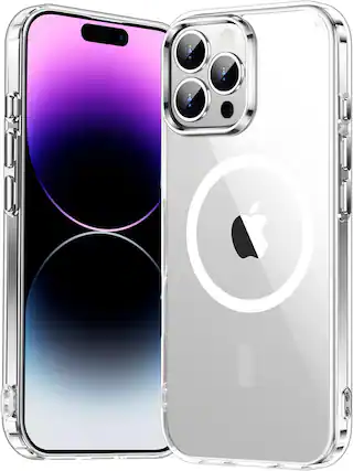 Front. Entronix - Entronix Magnetic Case for iPhone 14 Pro Max - Durable Hard Back with Clear Design - Clear.