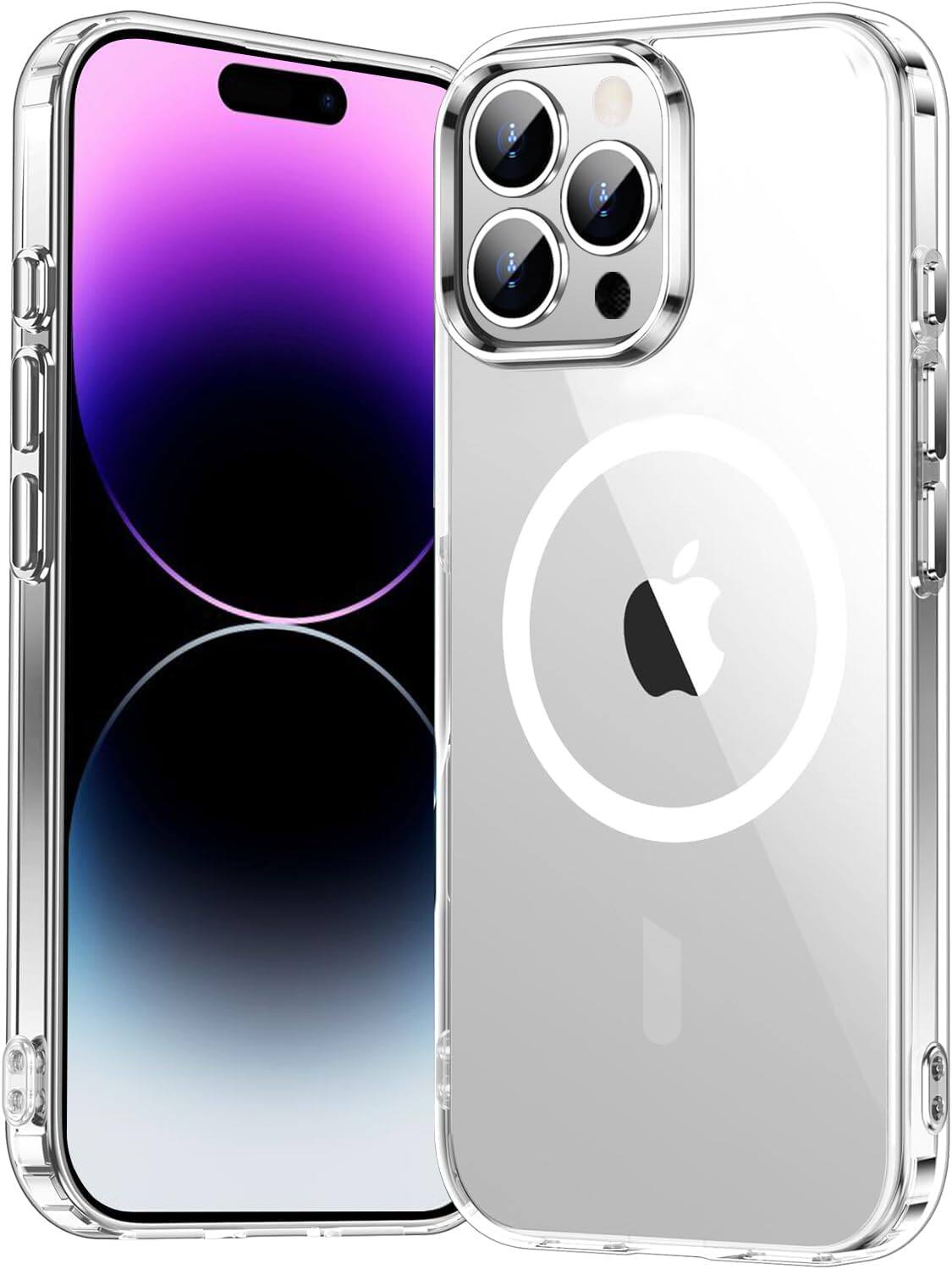 Entronix - Magnetic Case for iPhone 14 Pro - Durable Hard Back with Design - Clear