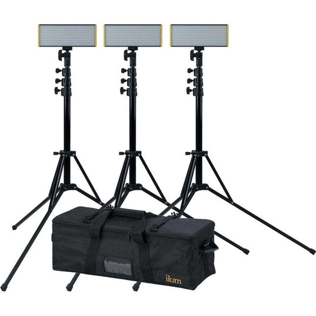 Ikarao - Ikan Onyx Half x 1 Bi-Color 3-Point LED Light Kit with 3x 8' V2 Heavy Duty Light Stand, Graphite, Bundle with Glow price history on PriceWatchPro