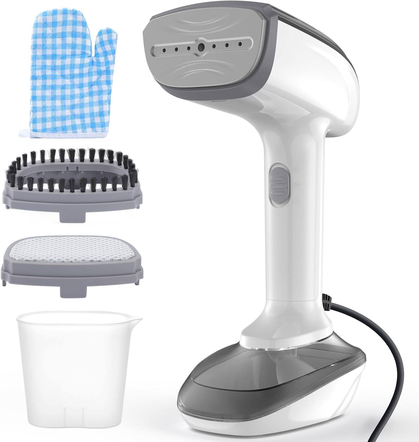Front. FINEAK - Powerful Handheld Fabric 2-in-1 Steamer (1800W) - White.